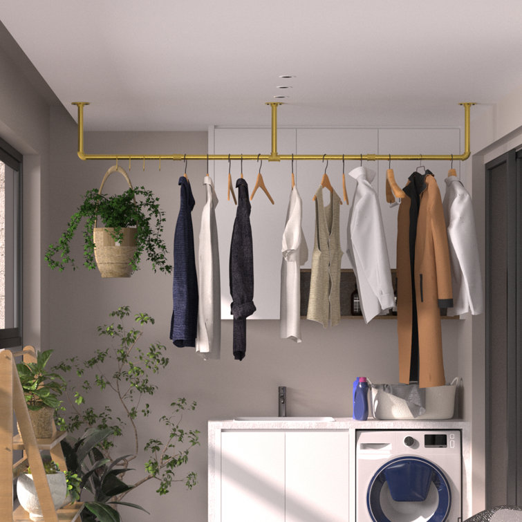 Laundry room discount clothes hanging ideas